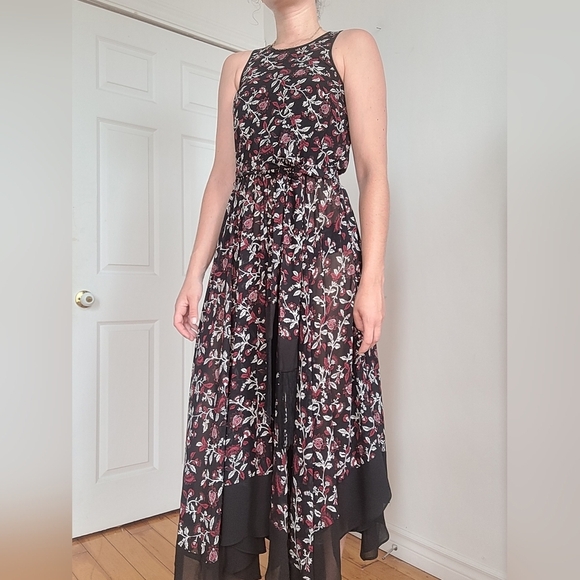 Michael Kors Black and Red Floral High Low Dress - Picture 3 of 6